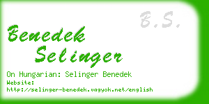 benedek selinger business card